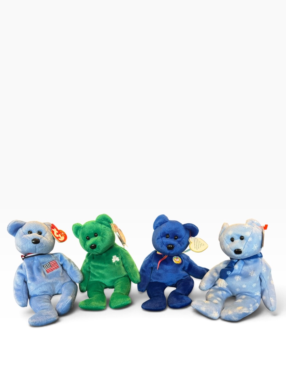 TY Beanie Babies Plush Bear Assortment - Blue & Green Collectible Teddy Set